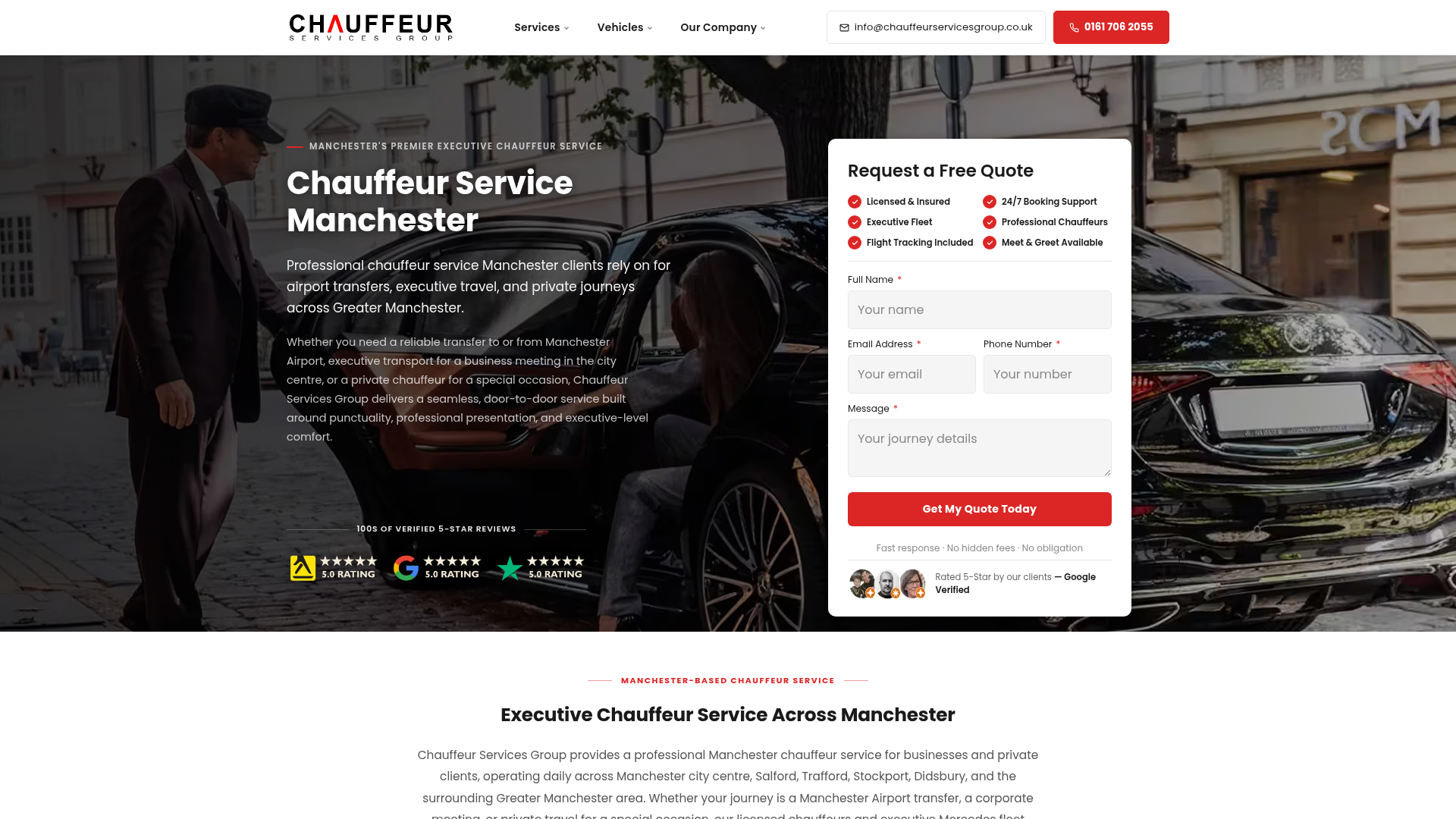 Chauffeur Services Group website screenshot